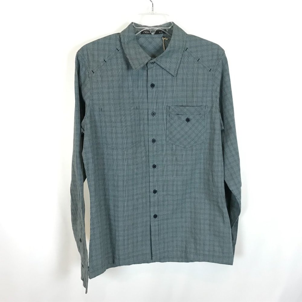NWT Mens Size Small NAU Blue Plaid Button Front Pure Organic Cotton Shirt